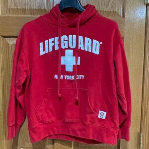 Lifeguard + NEW YORK CITY Women's S Red Fleece Long Sleeve Pullover Hoodie